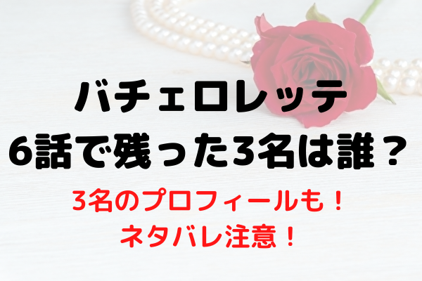 バチェロレッテ6話に残った3人のメンバーは ネタバレ注意 Maryのすてき便